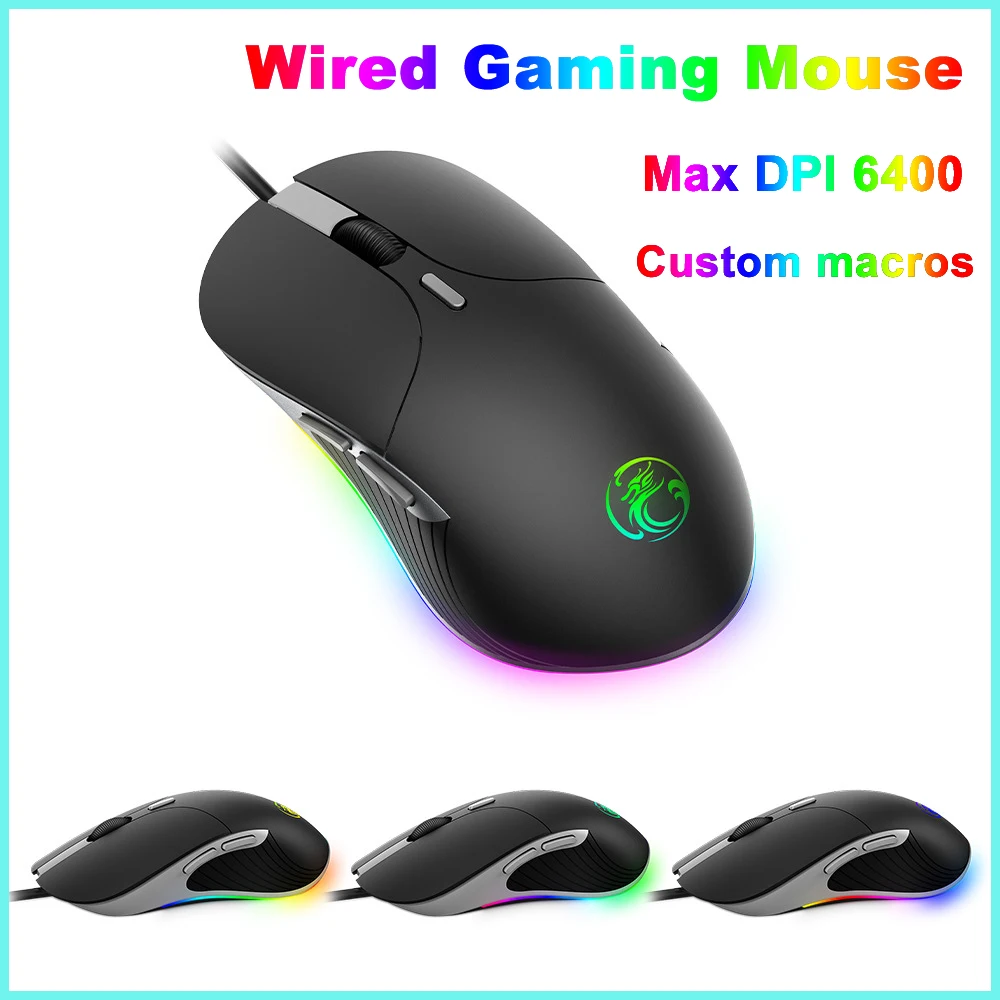 

Wired Mouse Gamer Mouse 6400 DPI USB Gaming Mouse 6 Keys RGB Backlit Ergonomic Optical Gaming Mouse Mice For Desktop Laptop PC