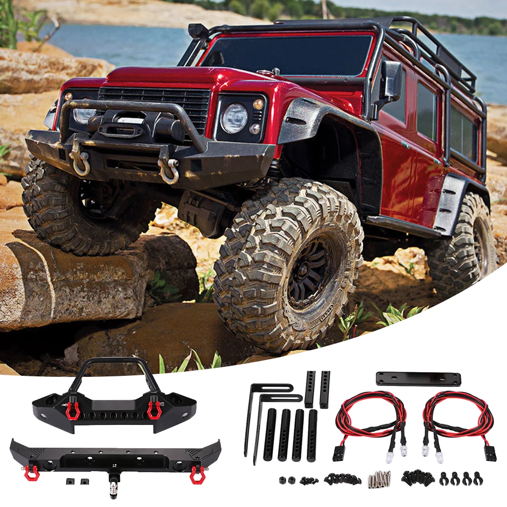 

2pcs Remote Control Toys Replace Accessories Front Rear Bumper Bull Bar with Light for 1/10 RC Crawler Axial SCX10 90046