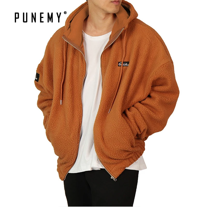 Мужская кашемировая куртка на молнии оверсайз уличная одежда в стиле хип хоп