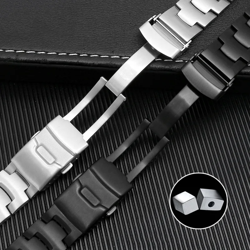 For Casio PROTREK PRG-260 PRG-270 PRG-550 PRW-3500/2500/5100 Solid Stainless Steel Watchband Strap Silver Black18mm Watch Band