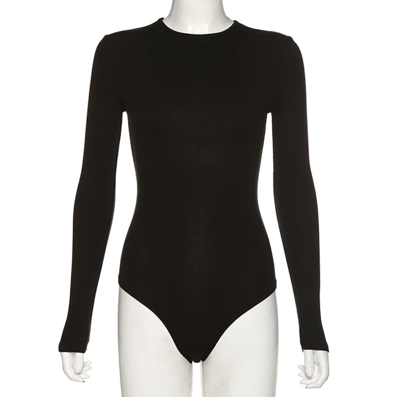 

O Neck Long Sleeve Solid Apricot Sexy Bodysuit Women Body Top Gray Lady Streetwear Bodysuits Clothes Para Catsuit Clothing Size