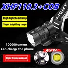 Мощный налобный фонарь 100000LM cob xhp110, светодиодный налобный фонарик, фонарь, 18650, перезаряжаемый аккумулятор, для охоты, xhp90, xhp70