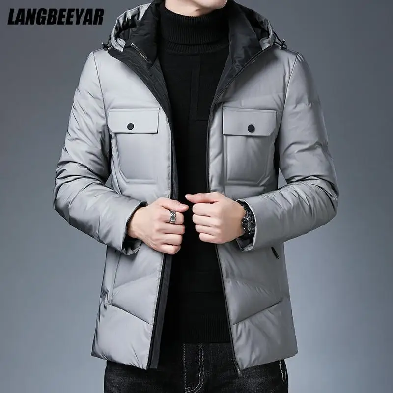 

Top Grade Winter Brand Casual Fashion Down Jacket Men Brand Thick Warm Windbreaker Jacket With Hooded Coats Mens Clothes 2021