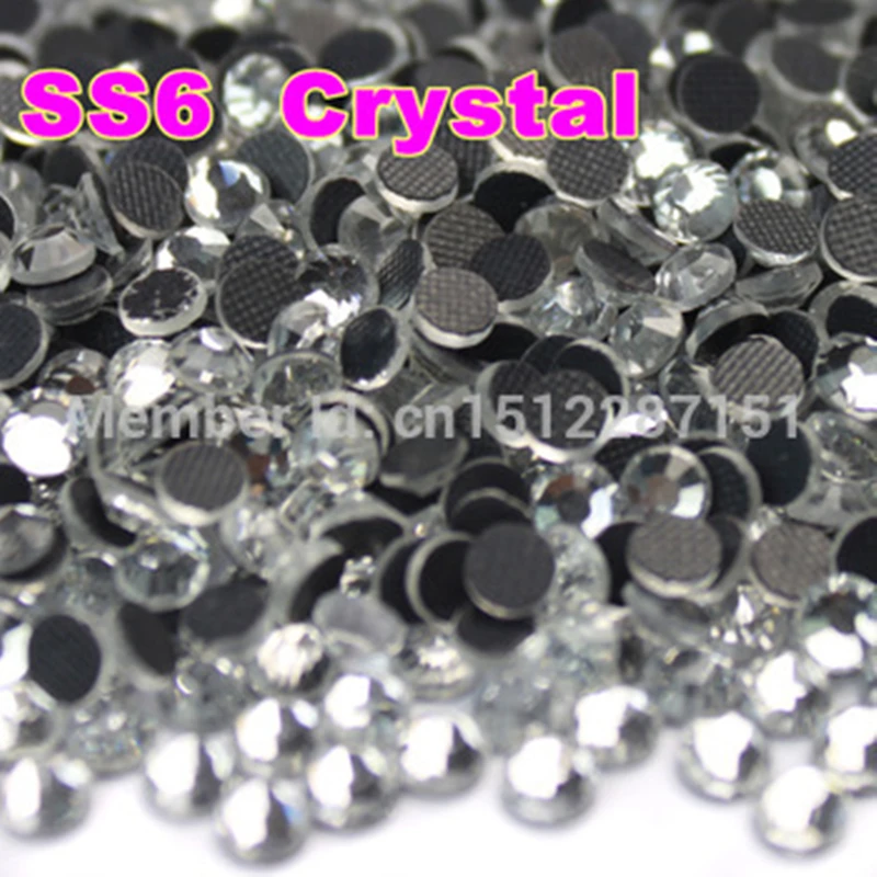 

SS6 1440pcs/Bag Clear Crystal DMC HotFix FlatBack Rhinestones glass strass,DIY heat iron hot fix glass crystals stones glitters