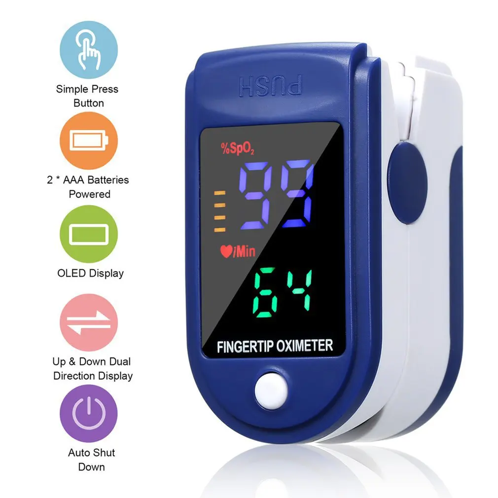 Fingertip Pulse Oximeter Portable Finger Sports Clip LED Color Screen Heart Rate Monitor Oximetro | Красота и здоровье