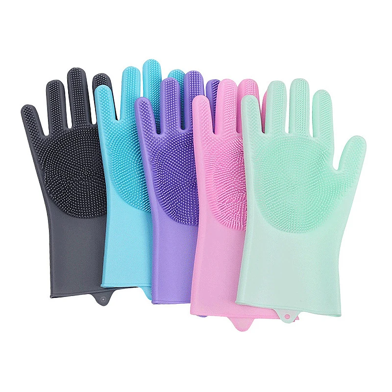 Латексные перчатки для мытья посуды, домашняя уборка, кухонные перчатки, толстые Волшебные Силиконовые скребки для женщин, для мытья посуды, 16x30 см