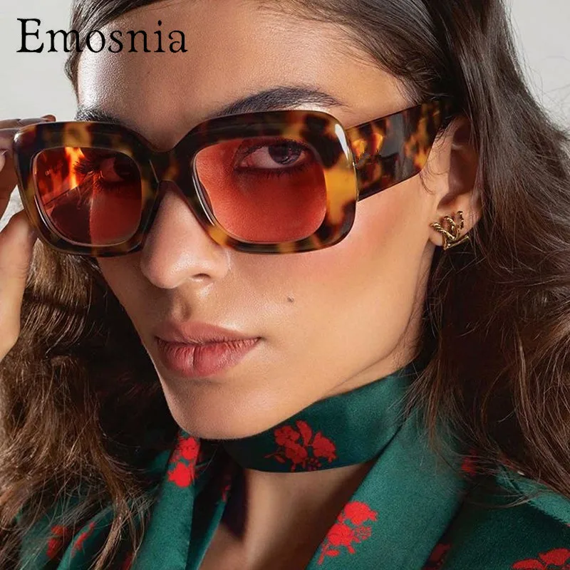 

Солнцезащитные очки Emosnia женские с градиентом, винтажные маленькие квадратные солнечные очки с леопардовым и чайным принтом, с широкими шта...