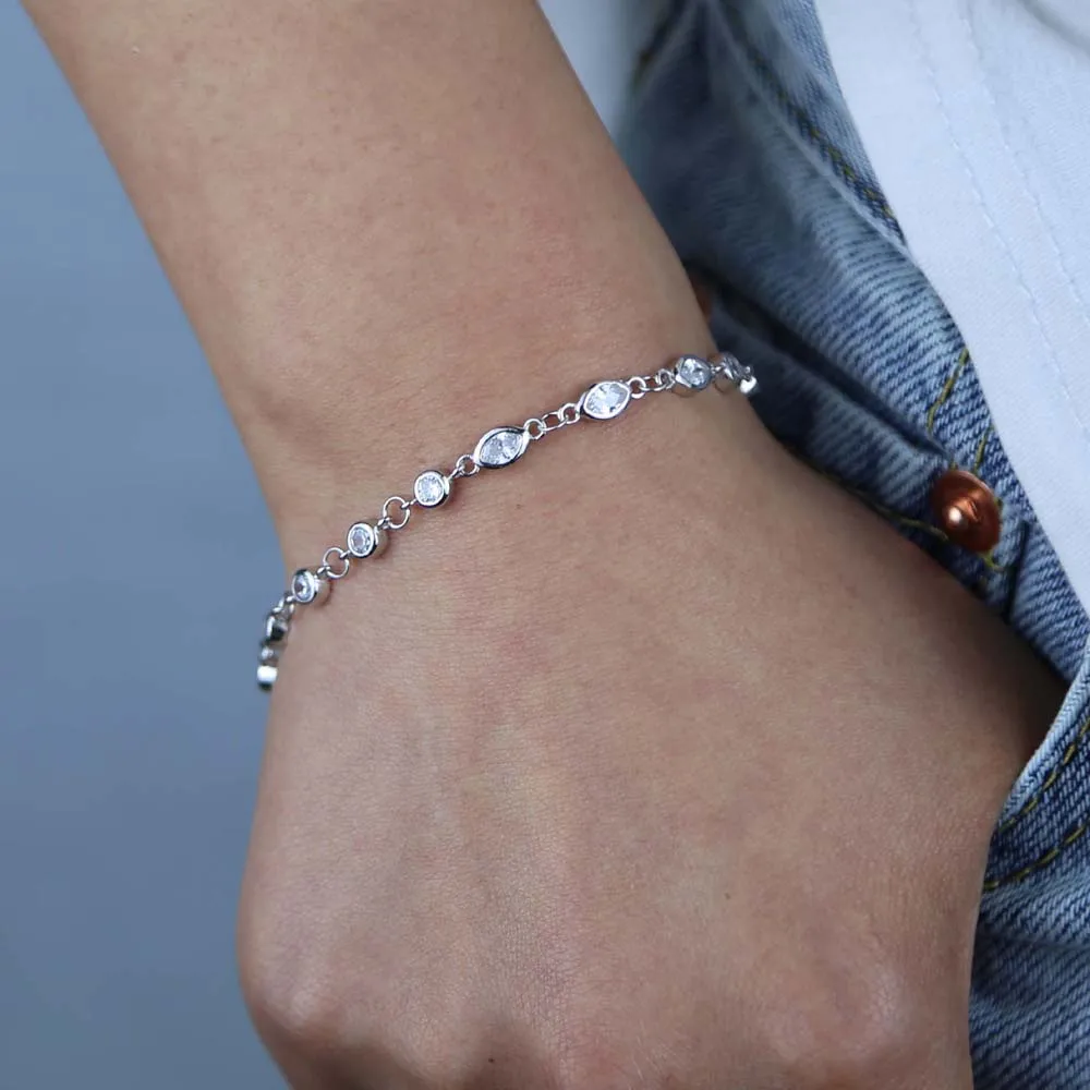 Женский браслет из серебра 925 пробы с фианитом 16 + 5 см | Украшения и аксессуары