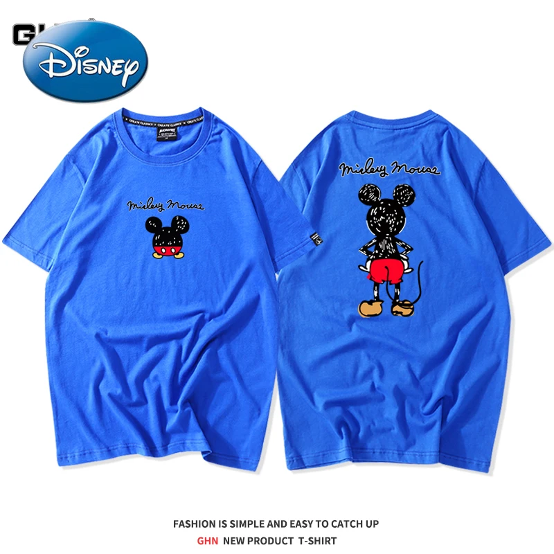 

Original Disney Couples Short-sleeved T-shirt Men and Women Korean Cartoon Loose and Simple Design Top Girls Clothes
