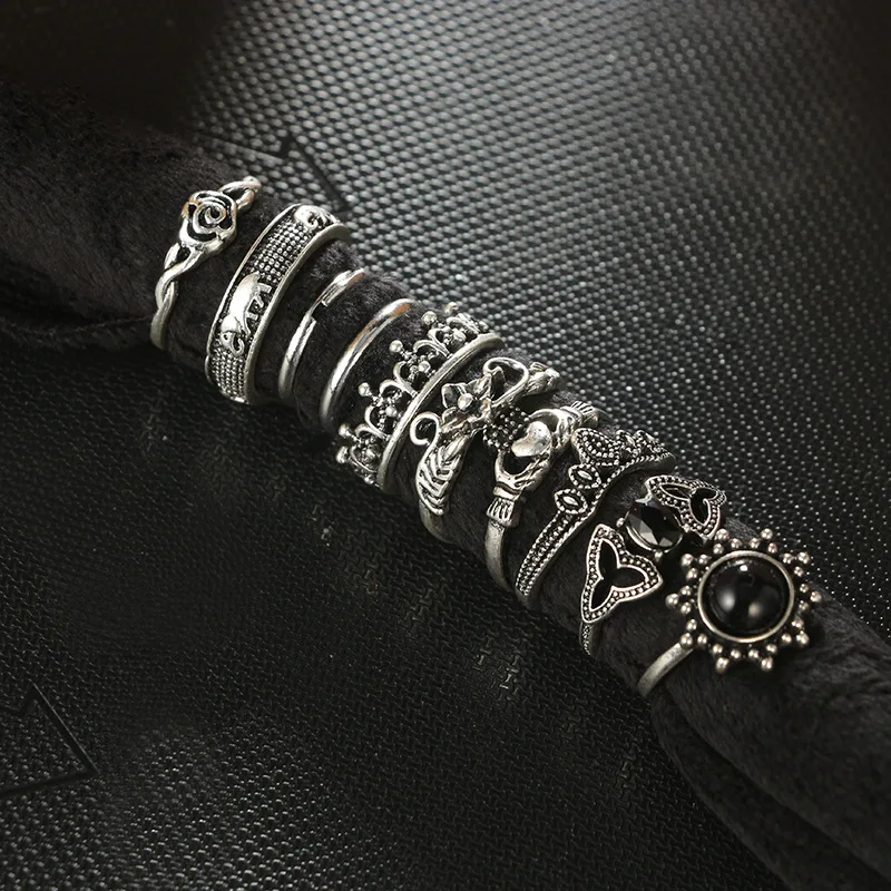 

10 Pcs Vintage Hollow Flower Elephant Love Rings