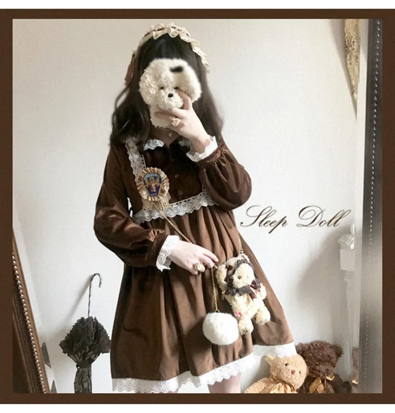 

England college style sweet lolita dress retro lace bowknot peter pan collar victorian dress kawaii girl gothic lolita op dress