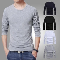 mens t shirt 3 basic color long sleeve slim t shirt young people solid color t shirt 3xl size o collar