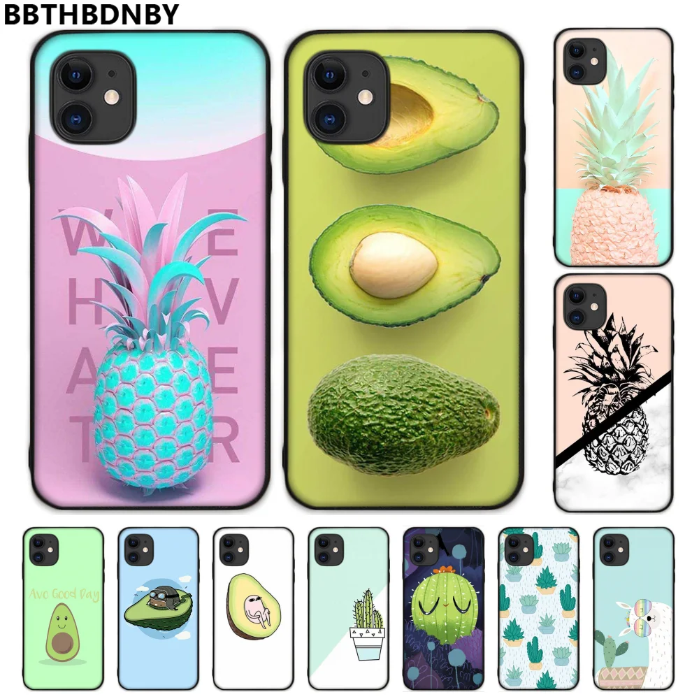 Ананас кактус авокадо черный ТПУ мягкий резиновый Телефон чехол для iPhone 5 5S SE 5C 6 6S