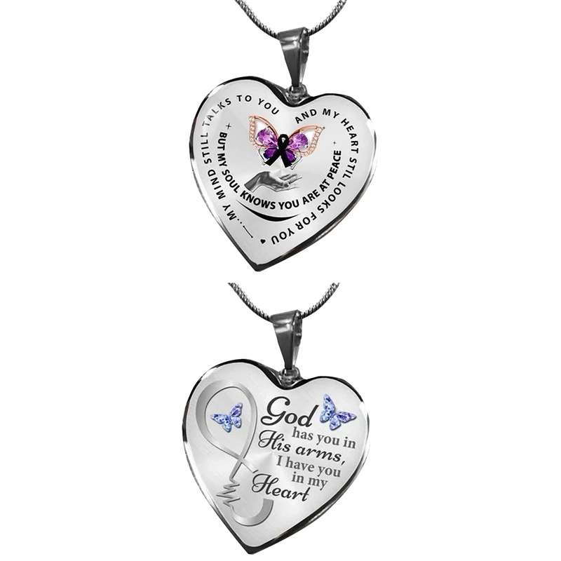

Heart Shape Butterfly Necklace Heart Pendant Chain Memorial Necklace Festival Birthday Party Jewelry Gift For Friend Accessories