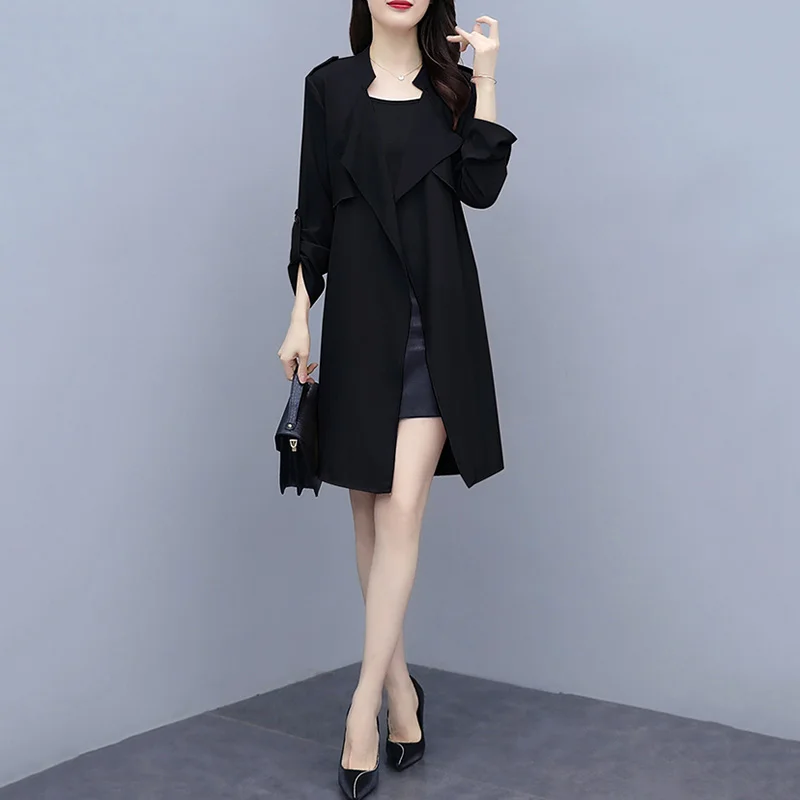 Сезон весна-осень Тренч тонкие женские ветровки размера плюс в Корейском стиле