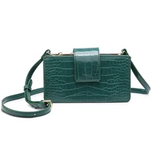 Summer Khaki Crocodile Leather Cross Body Bags  Women Alligator Crossbody Bag Quality Women Handbags