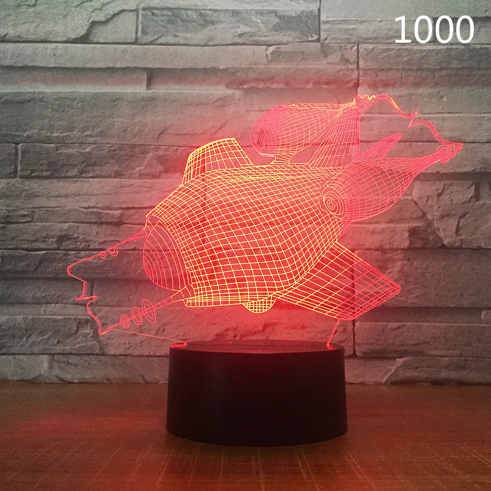 Все формы самолета 3D ночник Воздушный самолет Настольный светильник детский день рождения, день рождение мальчика подарок Изменение цвета иллюзия Прямая поставка подарок - Испускаемый цвет: Model 7