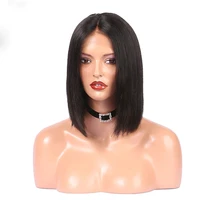human hair glueless natural hairline lace front wig bob kardashian style indian hair straight wig 130 density with baby hair