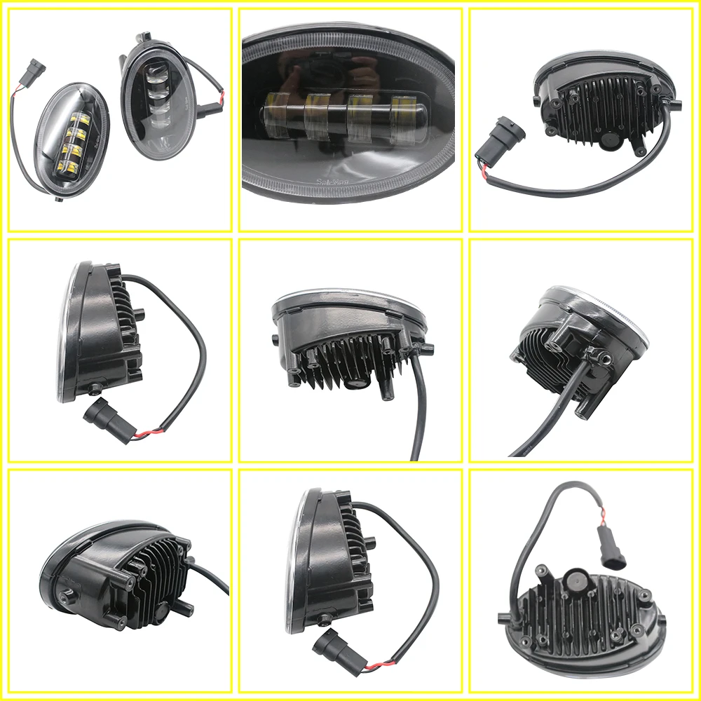 Pair Car LED Fog Lights Cut-Line Lens White + Yellow Double Colors Headlight Lamp for Honda Fit Sport North America GD 2007 2008 |
