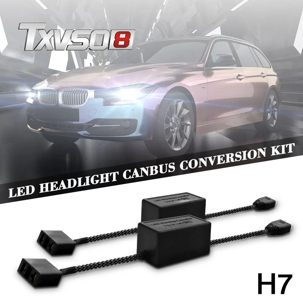 

H7 HID LED Headlight Conversion Kit Canbus Error Free Anti Flicker Resistor Canceller Decoder (2pcs)