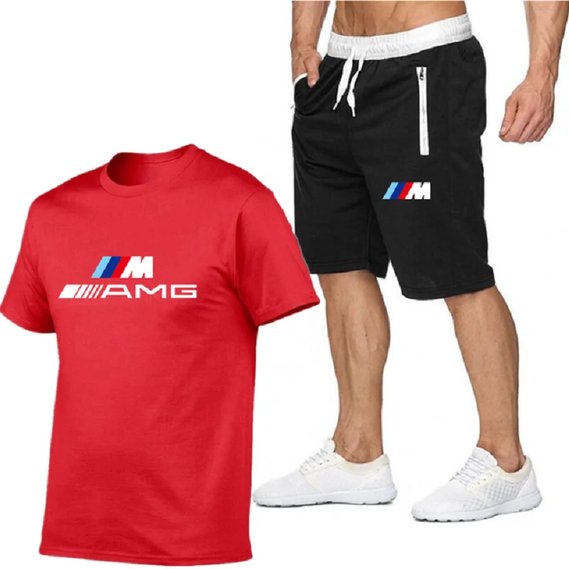 

2021 Popular New Cotton Men's T-Shirt + Sports Shorts Set Hip Hop Summer High Quality Fashion Cotton T-Shirt Sports Running Set