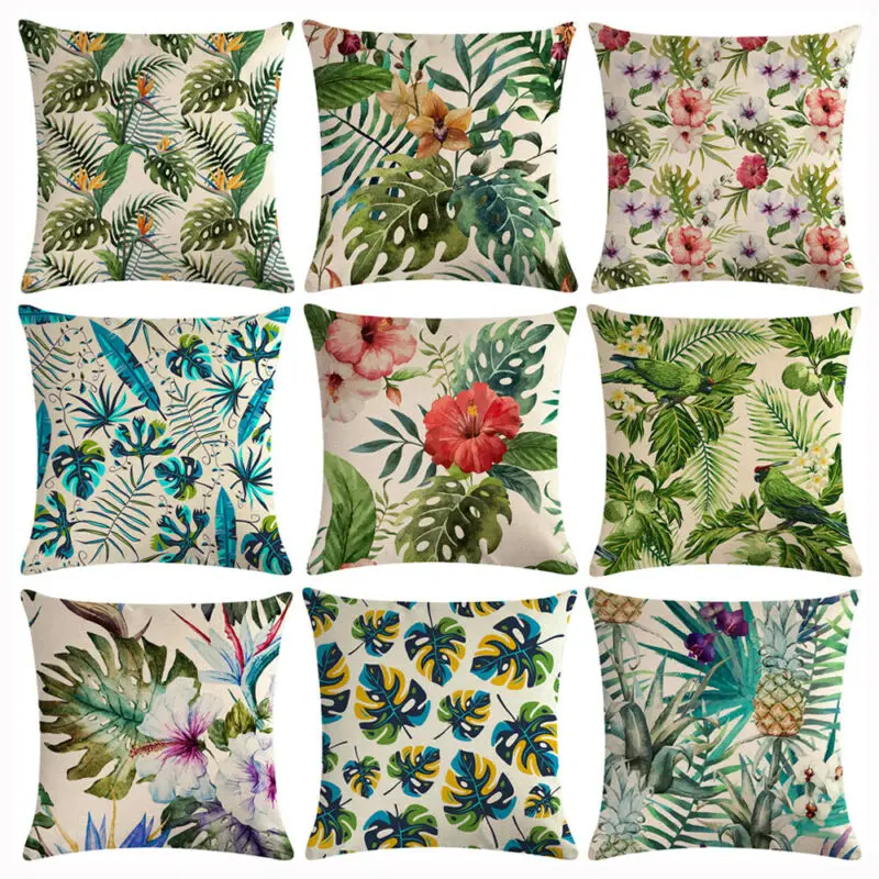 Новый тропические растения принт подушка чехол Обложка с зелеными листьями