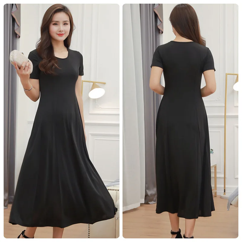 Весна лето 2020 Повседневное платье для женщин большой размер синее длинное