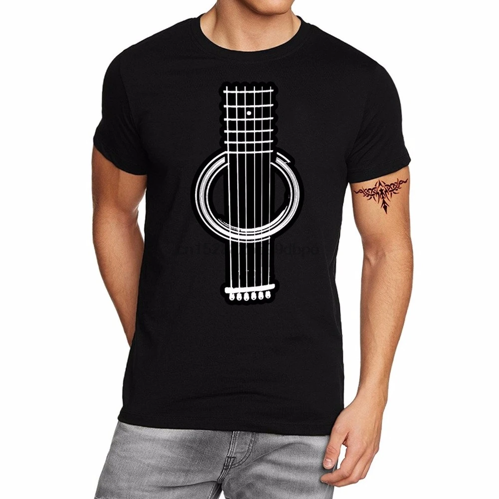 Купить футболки онлайн круглый вырез офисная с коротким рукавом Harajuku гитара