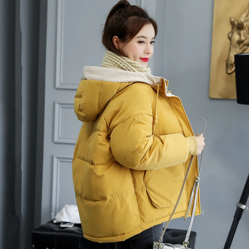 Stand Collar New Fashion Winter Jacket Women Cotton padded Outwear Hooded 7 Colors Female Short Coat Solid Parka