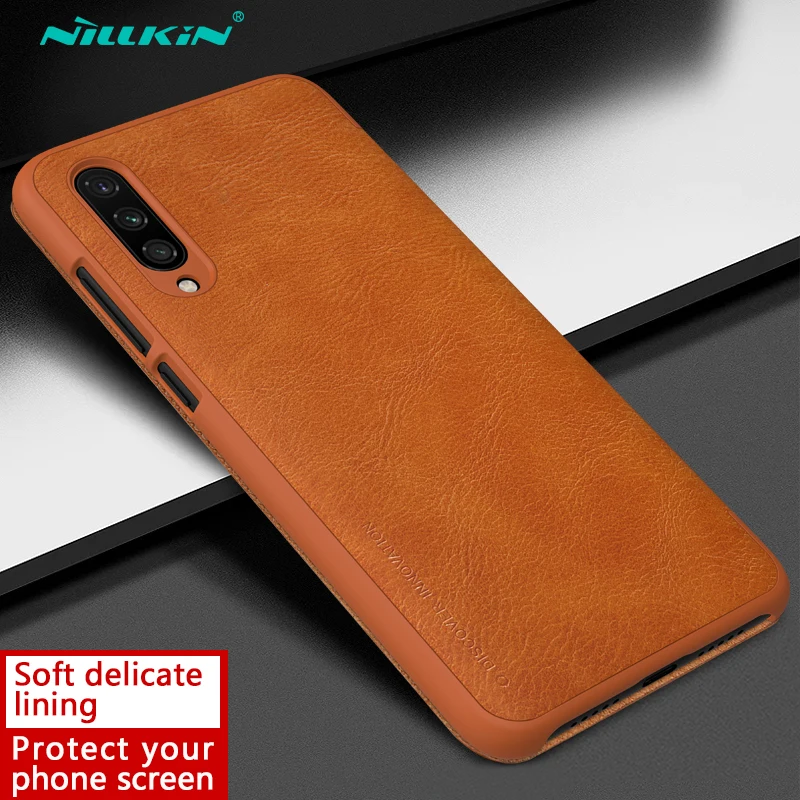 Кожаный чехол Nillkin для Xiaomi mi CC9e и mi A3 Qin серии флип Чехлы Роскошные чехлы для телефонов задняя крышка - Цвет: Коричневый