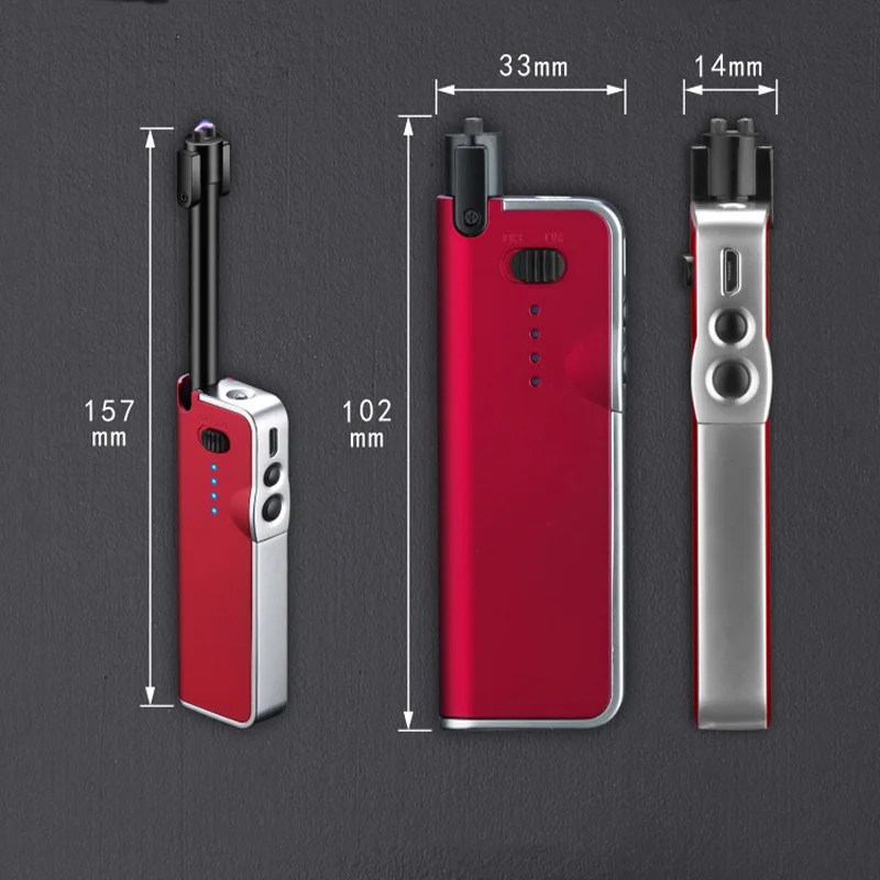 Телескопическая дуговая зажигалка с зарядкой от USB беспламенная ветрозащитная