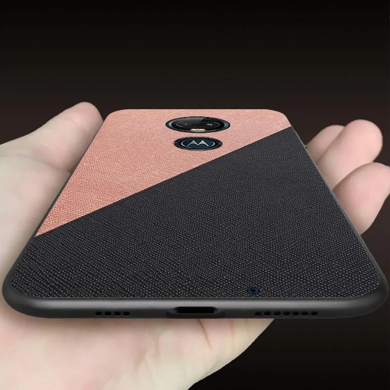 Ультратонкий силиконовый чехол E6 Plus для Moto G7 с текстурой ткани кожаный Power Play