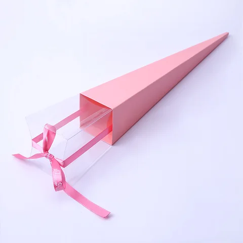 Бумажная Подарочная коробка с окном из ПВХ, треугольная упаковка для розы на свадьбу, вечеринку, подарок на день Святого Валентина, День матери
