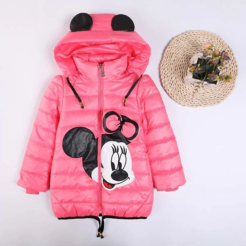 

Зимнее теплое пальто, одежда для девочек, милое Женское пальто с рисунком Микки Мауса, утепленная детская зимняя верхняя одежда, зимний комб...