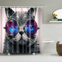 animals printed lion tiger cat 3d bath curtains waterproof polyester fabric washable bathroom shower curtain screen with hooks
