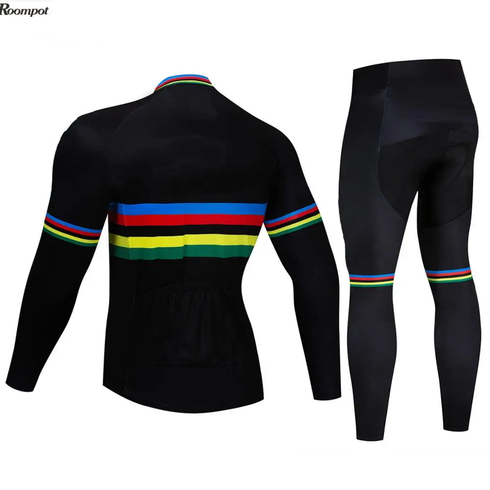 2020 Rainbow Team BLACK Pro Велоспорт Джерси длинный комплект велосипедная спортивная