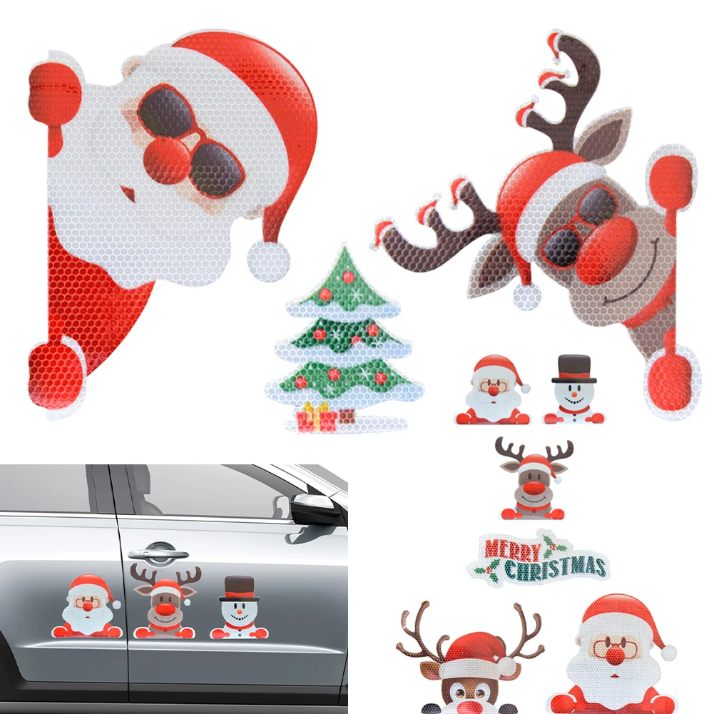 

Новые рождественские магнитные наклейки, магниты на холодильник, Санта-Клаус, снеговик, Рождественская елка, отражающие наклейки, Декор