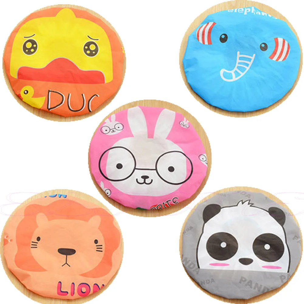 

F62D Reusable Kids Women Girls Hair Wrap Waterproof Shower Bath Shower Head Cap Hat