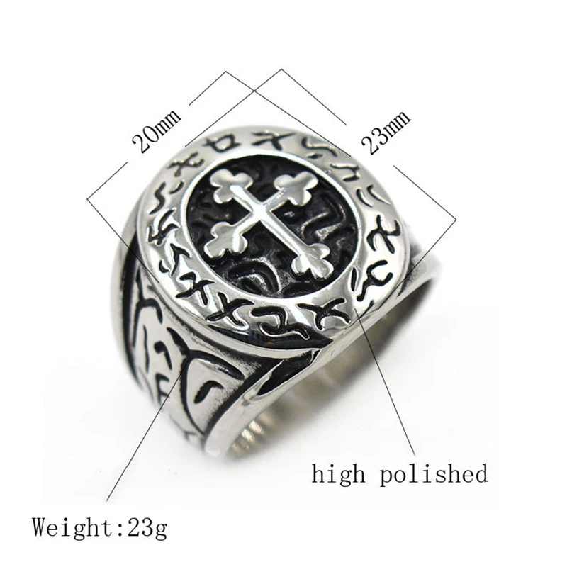 

Retro Gifts/Men's Titanium Steel Ring /Ring with Cross,Vintage Style Luxury Accsesories