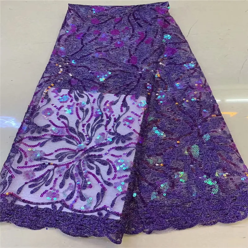 

African green Lace Fabric 2019 High Quality Lace Sequins Fabric French Nigerian white Lace Fabric 3d Embroidery Wedding Lace