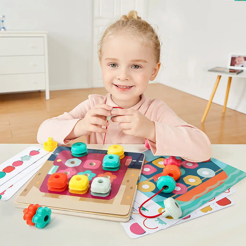 

Montessori Lacing Sorting Stacking Toys Logical Thinking Early Educational Learning Preschool Board Game Color Cognitive