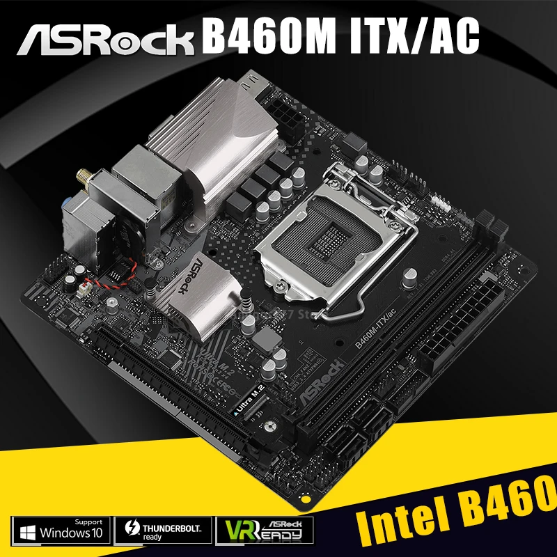 Verkauf LGA 1200 ASRock B460M-ITX/AC Motherboard DDR4 PCI-E 3,0 64GB M.2 HDMI-Kompatibel Overlocking Desktop B460 Placa-Mãe Mini-ITX