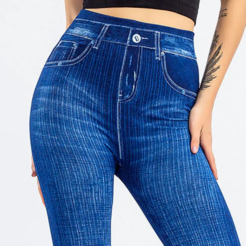 

Summer Pants Women Leggings High Waist Iminition Denim Skinny Pants Pantalon Femme Capris Pants Trousers Plus Size Female Pants