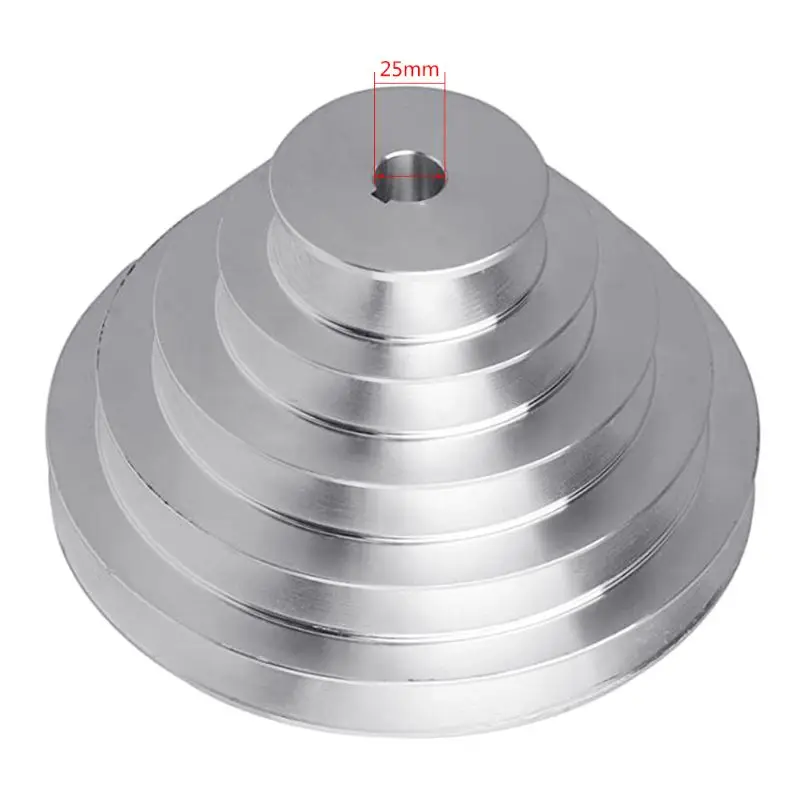 

Aluminum A Type 5 Step Pagoda Pulley Wheel 150mm Outer Dia for Timing V-Belt
