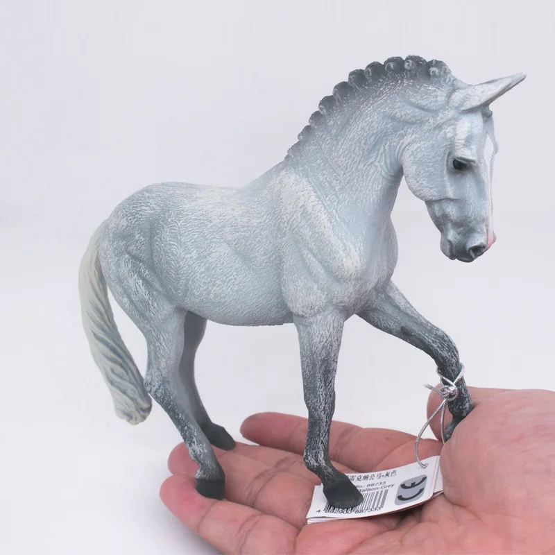 Коллекционная лошадь сельская ферма жеребец серый пластиковый ПВХ Имитация