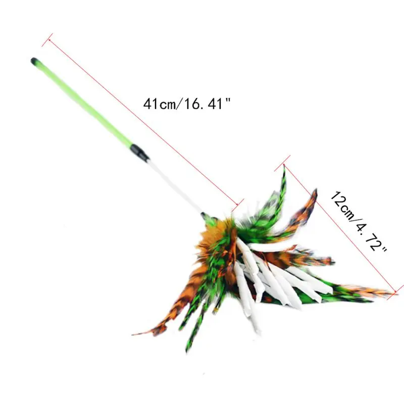 

1pc Funny Kitten Cat Toy Interesting Elastic Color Chicken Hair Feather Pet Teaser Toy Rod Wand Interactive Supplies