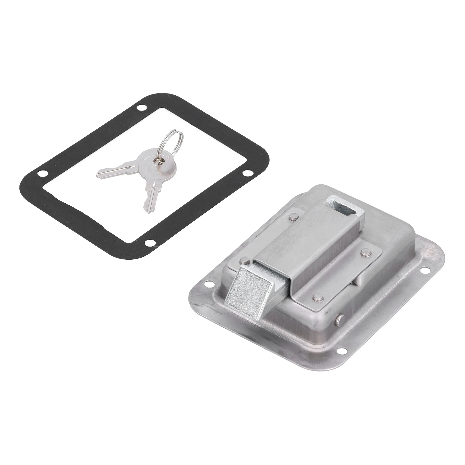 

304 Stainles Steel Paddle Door Latch Toolbox Lock Flush Mount Mirror Polished Blue Zinc Plating 2Keys RVs Trailer Fire Trucks