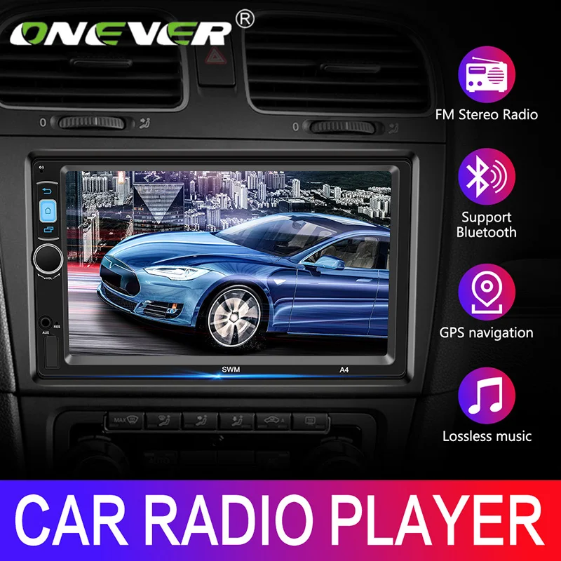 Автомобильный мультимедийный плеер Onever, Авторадио, 2 Din, Android 8,1, gps, автомобильный проигрыватель заднего вида, Bluetooth плеер, 7 дюймов, автомобильное радио