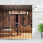В ковбойском Ретро Ldyllic сарая фон настенный Декор ткань душевые наборы штор с изображением старой деревянной двери современный Водонепроницаемый Ванная комната подвесные шторы