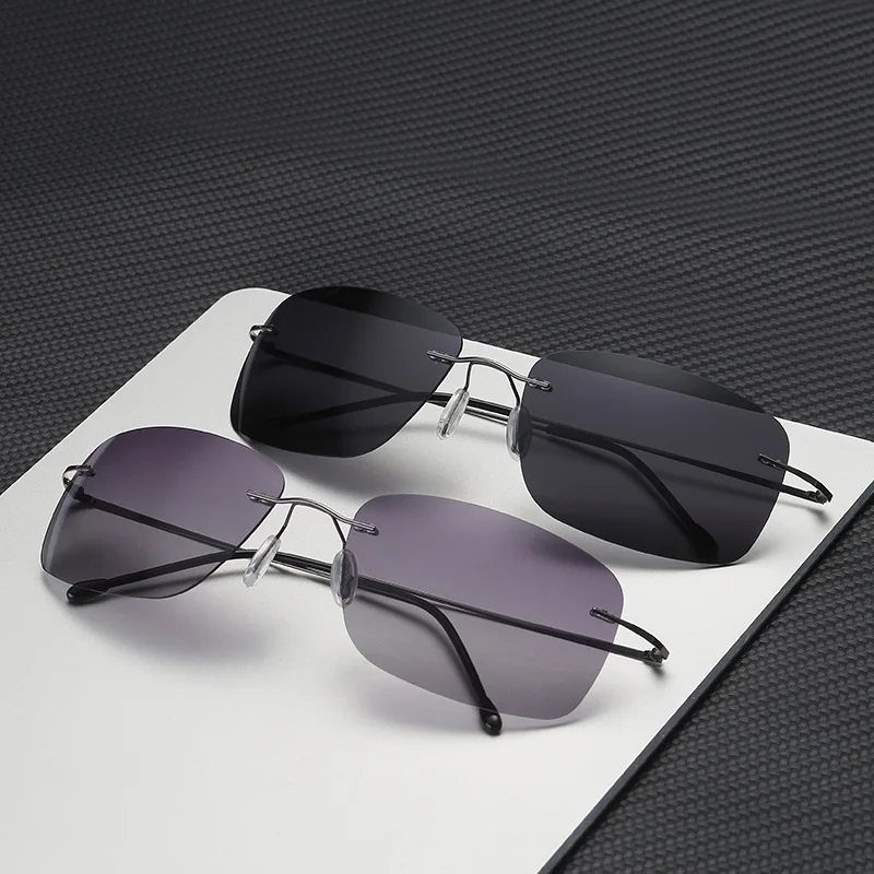 

Luxury Rimless Polarized Sunglasses Men Women Vintage Retro Aviation Sun Glasses Night Driving Goggles male UV400 Gafas De Sol
